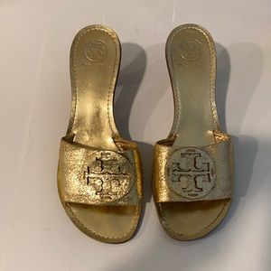 Gold Tory Burch Slingback Sandals Size 10